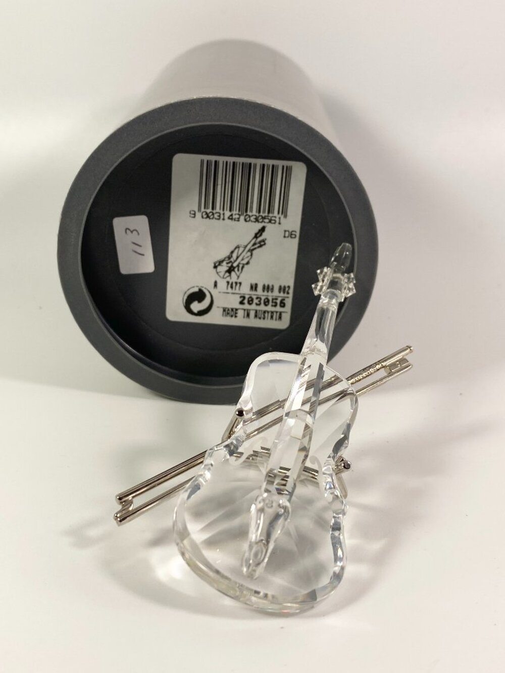 Swarovski Crystal VIOLIN Figurine 203056 7477 NR 002 Bow/Stand Original Box